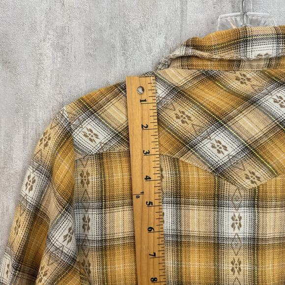 As Real As Wrangler Shirt Women’s Medium Pearl Snap Yellow Gold Cowgirl Western - Picture 8 of 13